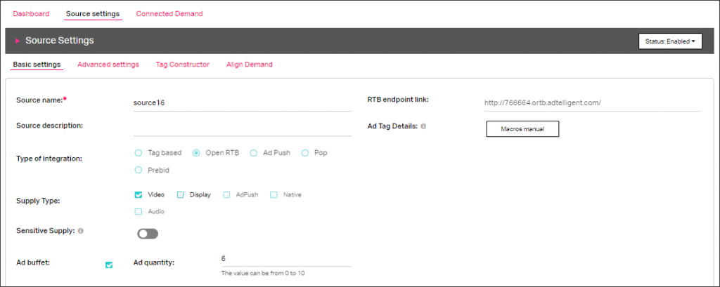 Ad buffet option for traffic sources