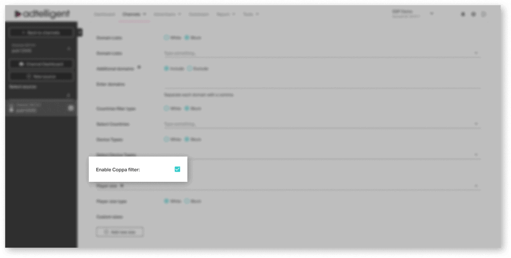 SSP - COPPA Filter for Sources/Campaigns