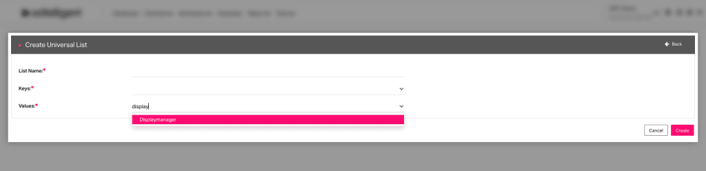New Universal List Value: Displaymanager 